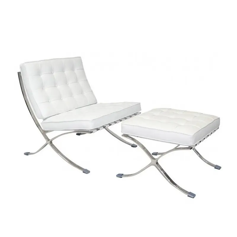 Silla con ottoman Barcelona similpiel blanca - Sillas