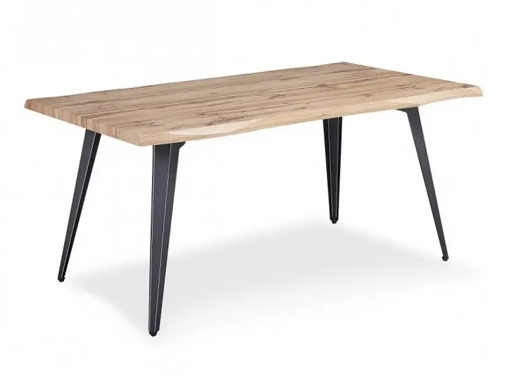 Mesa de comedor koda madera envejecida acero negro 160×90 - Mesas de comedor