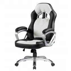 Sillón racing alto Vidal similpiel blanca y negra - Sillones direccion