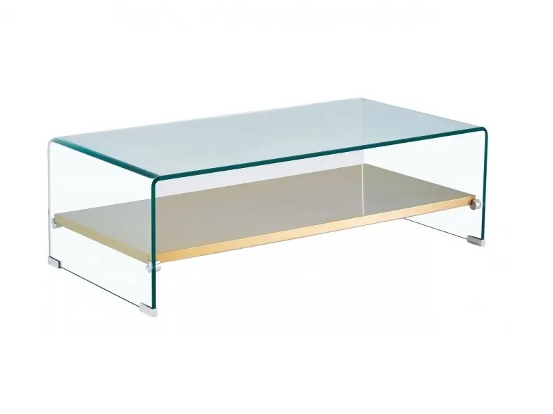 Mesa de centro gold cristal balda acero inox dorado 110×55 - Mesas de centro y auxiliares