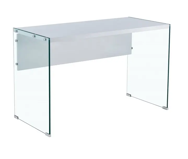 Escritorio canada cristal transparente blanco brillo 120×56 - Escritorios