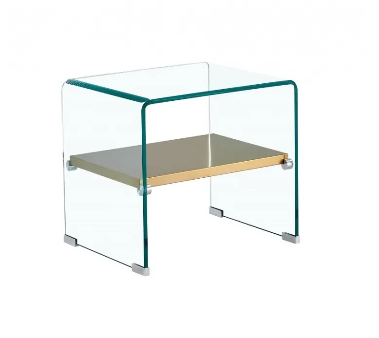 Mesa auxiliar gold cristal balda acero inox dorado 50×40 - Mesas de centro y auxiliares