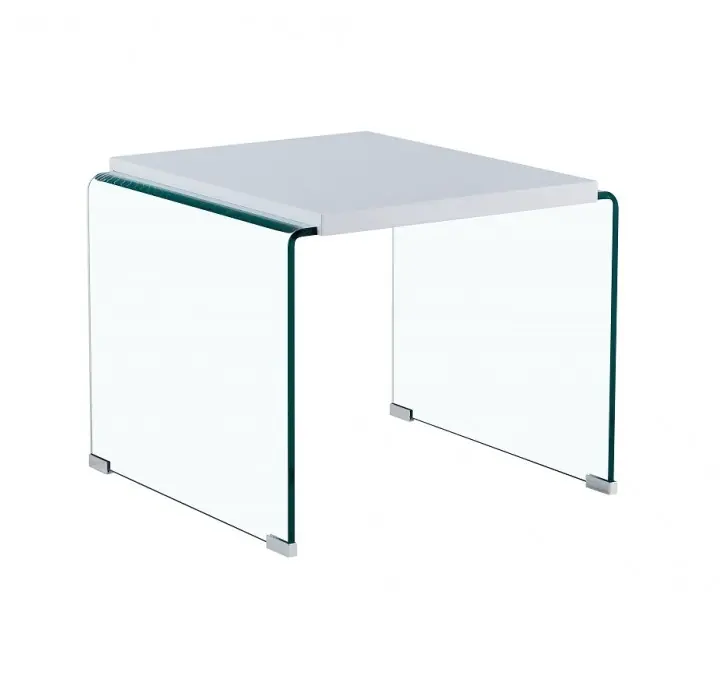 Mesa auxiliar canada cristal lacado blanco brillo 60×63 - Mesas de centro y auxiliares
