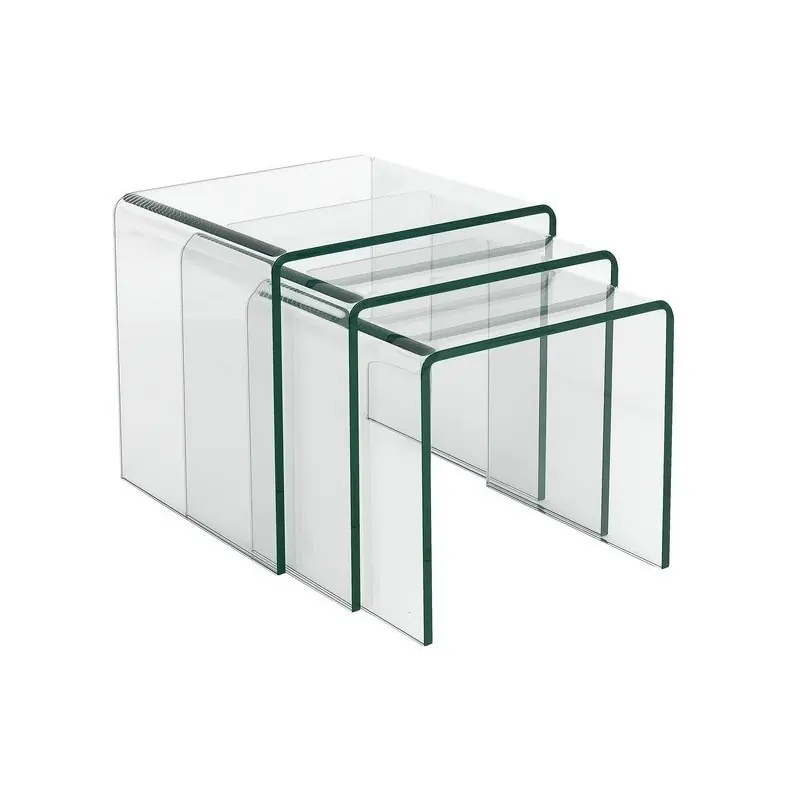 Trio mesas cristal curvado - Mesas de centro y auxiliares