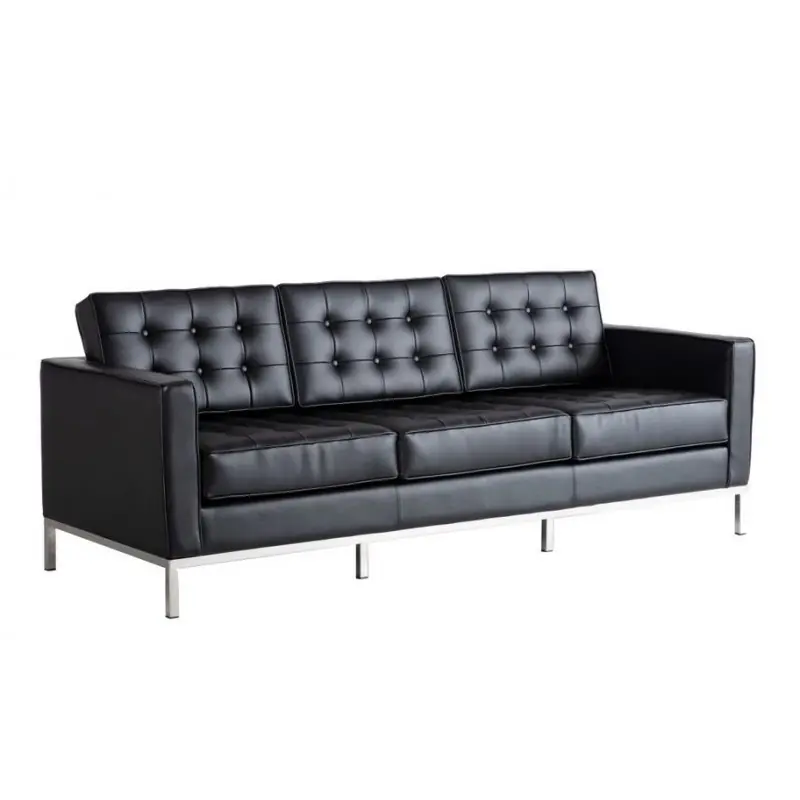 Sofa Florence similpiel negra 3 plazas - Sofas