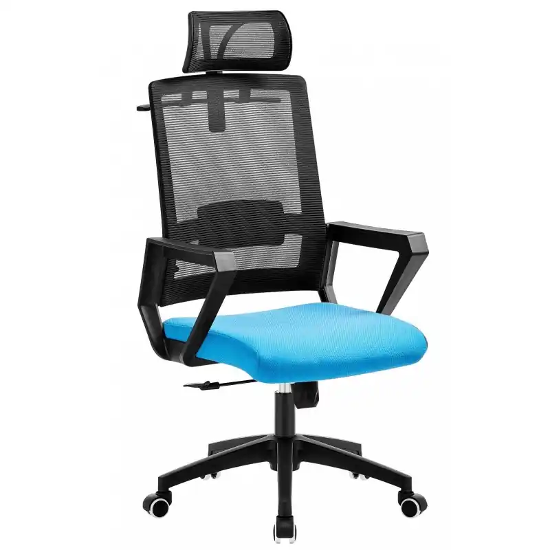 Sillón Brayton con cabezal negro tejido acrílico azul claro - Sillas oficina operativas