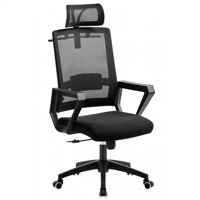 Sillón Brayton con cabezal negro tejido acrílico negro - Sillas oficina operativas