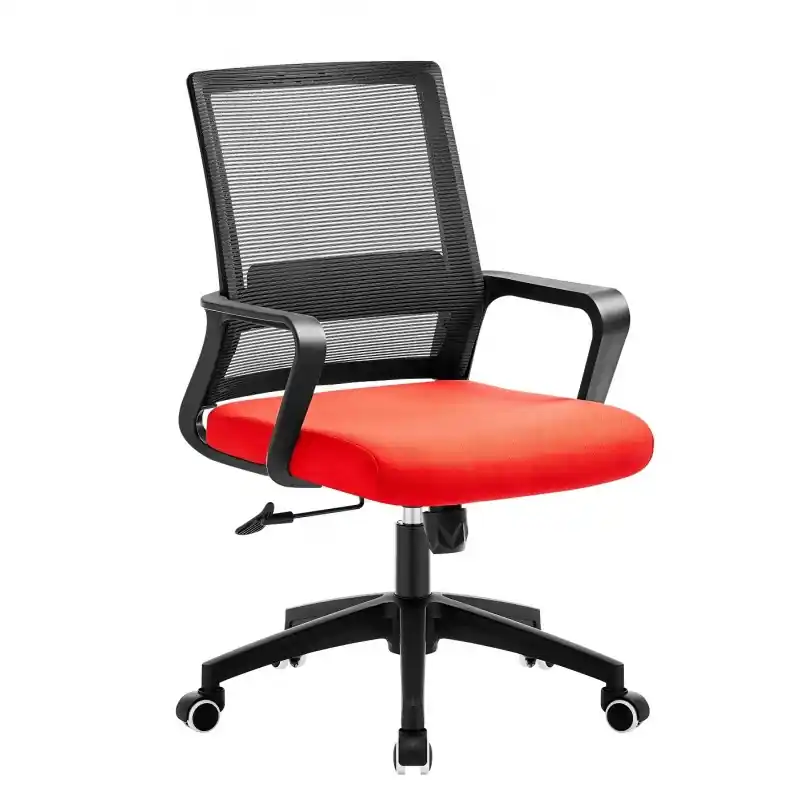 Sillón de oficina negro tejido acrílico rojo - Sillones direccion