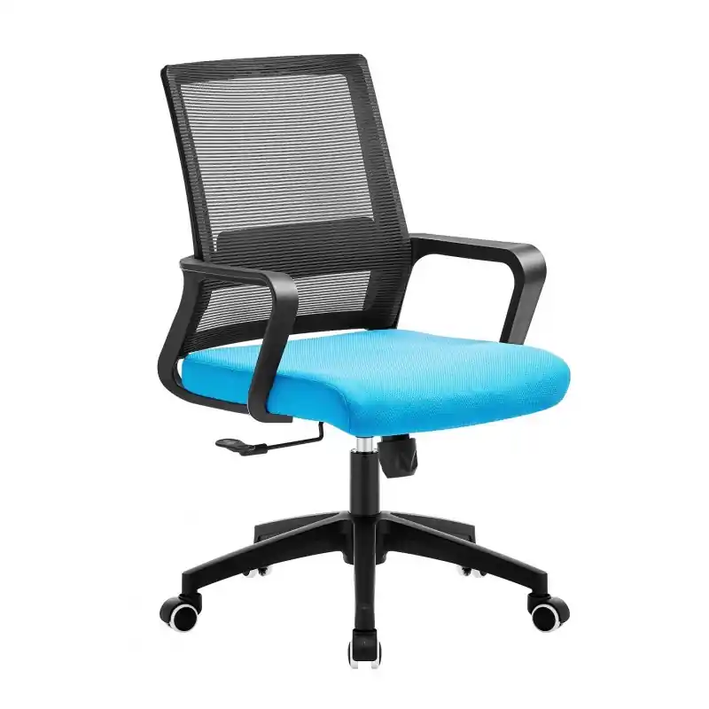 Sillón de oficina negro tejido acrílico azul claro - Sillas confidentes
