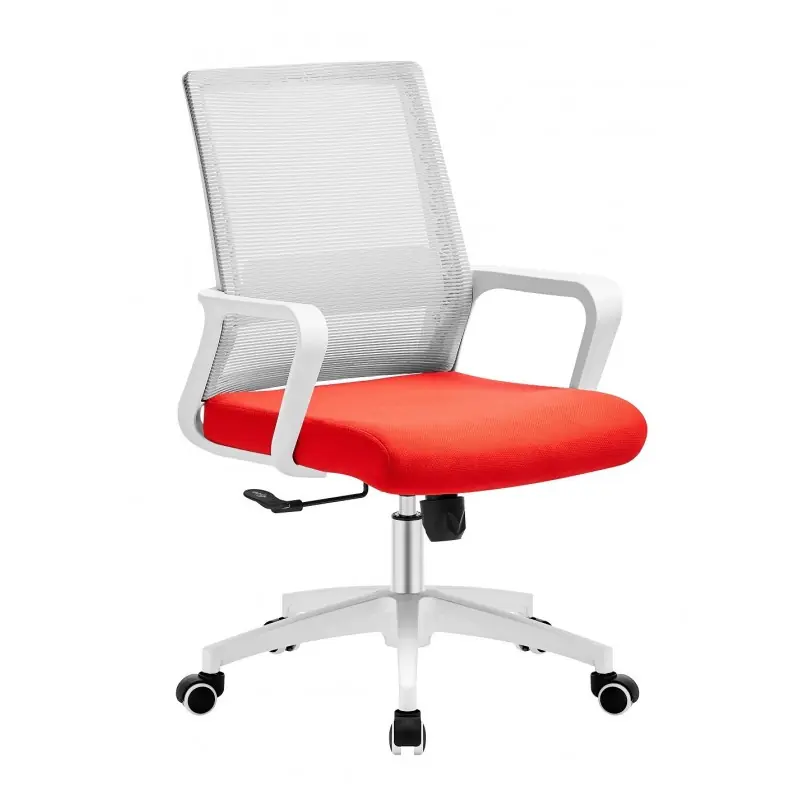 Sillón de oficina blanco tejido acrílico rojo - Sillas oficina operativas