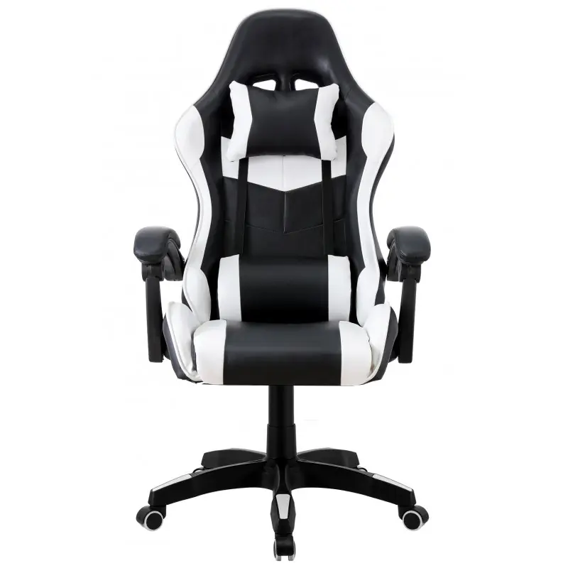 Sillón alto racing Gamer similpiel negra blanca - Sillas oficina operativas