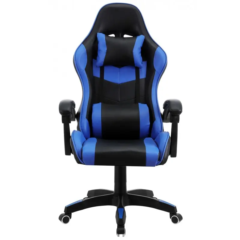 Sillón alto racing Gamer similpiel negra y azul - Sillas oficina operativas
