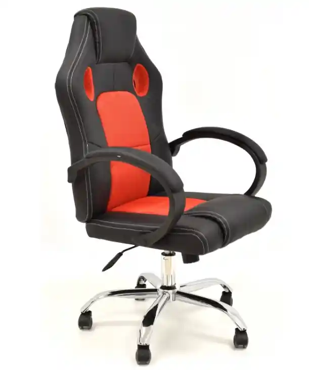 Sillón alto racing Onyx similpiel negra mesh rojo - Sillas oficina operativas