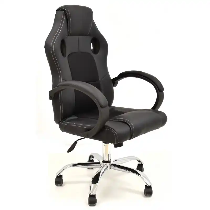 Sillón alto racing Onyx similpiel negra mesh negra - Sillas oficina operativas