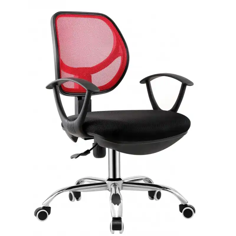 Sillón de oficina Kim gas malla roja y tejido negro - Sillas oficina operativas