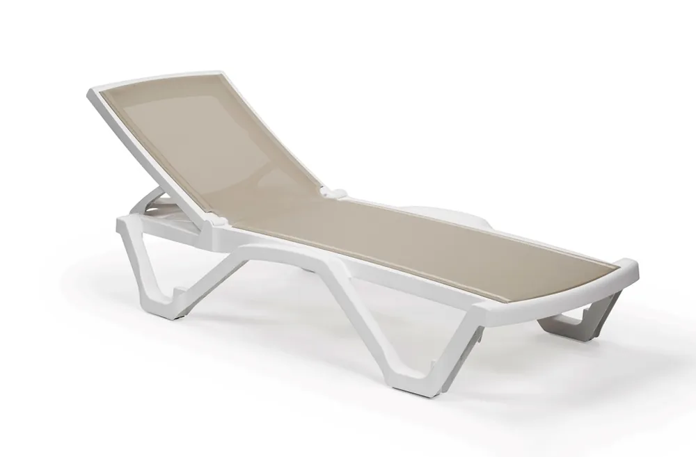 Tumbona Diana polipropileno blanco textine beige - Tumbonas aluminio