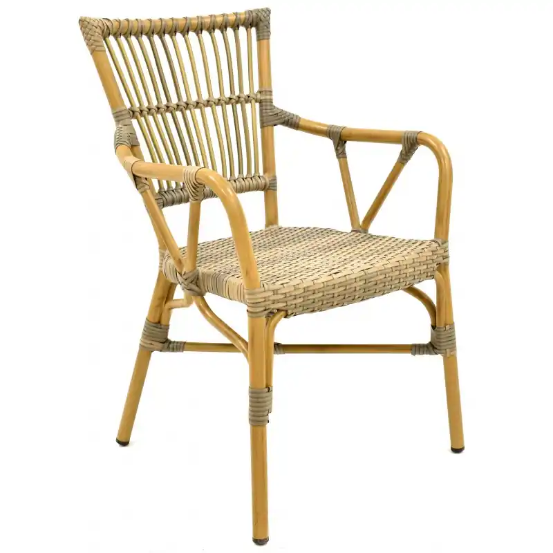 Sillón de exterior ratán marrón y gris - Sillas de aluminio