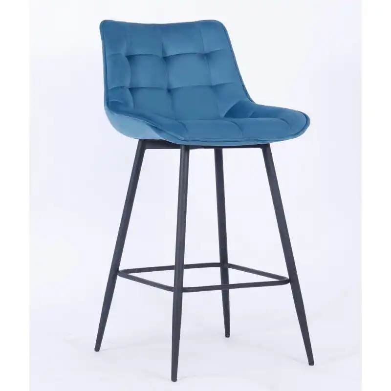 Taburete Brayton tapizado velvet turquesa dark - Taburetes y puff