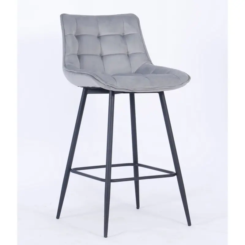 Taburete Brayton tapizado velvet gris - Taburetes y puff