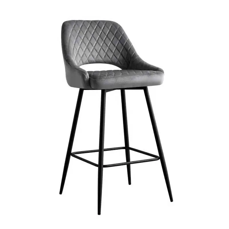 Taburete Boston tapizado velvet gris oscuro - Taburetes y puff