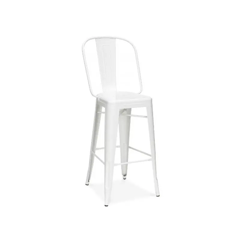 Taburete tolix respaldo alto acero blanco - Taburetes hosteleria