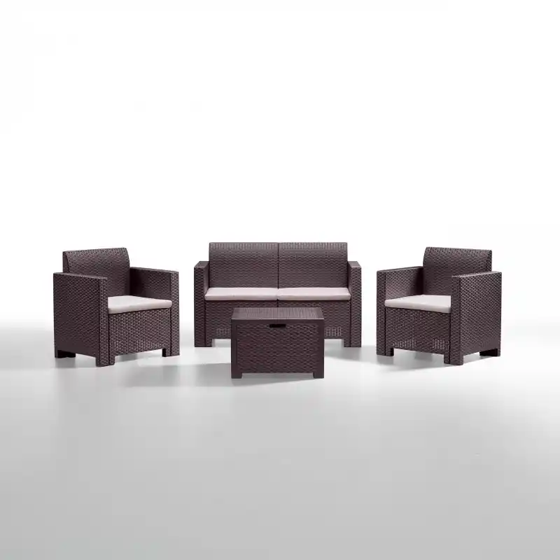 Conjunto de exterior poliratán chocolate - Conjuntos rattan