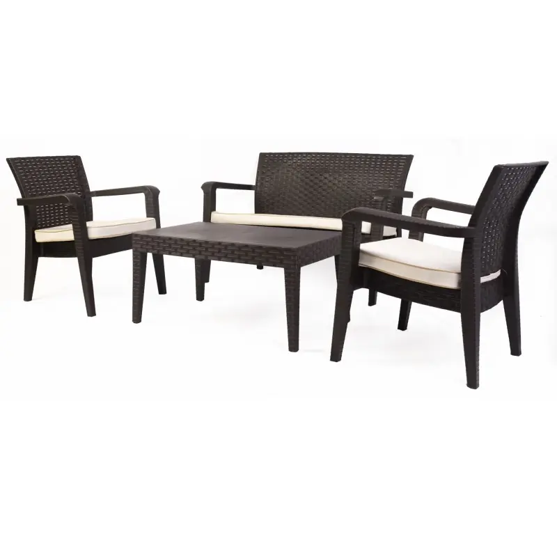 Set de exterior Fugi polipropileno chocolate - Conjuntos rattan