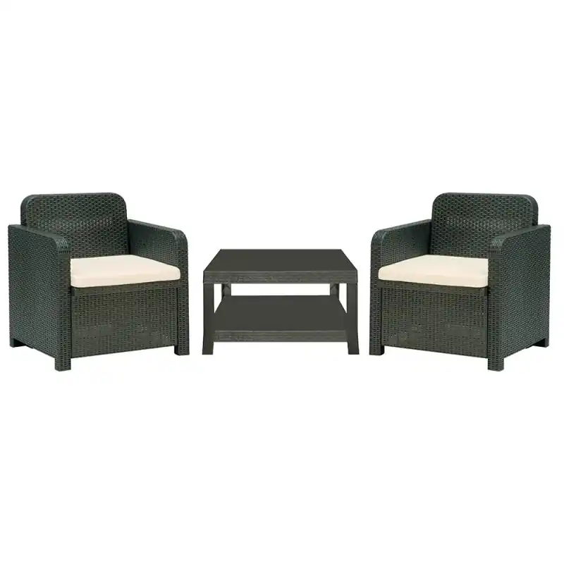 Set de exterior Copacabana poliratán antracita - Conjuntos rattan