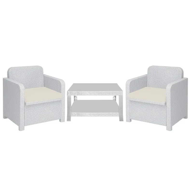 Set de exterior Copacabana poliratán blanco - Conjuntos rattan