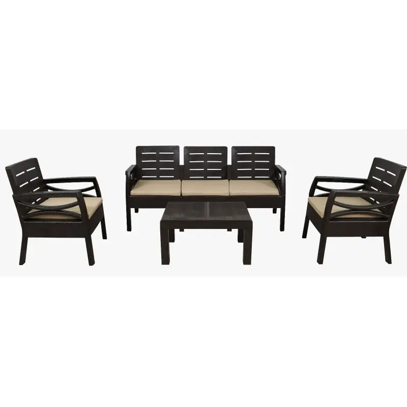 Set de terraza Menorca sofa 3 plazas polipropileno color marrón - Lounge terraza
