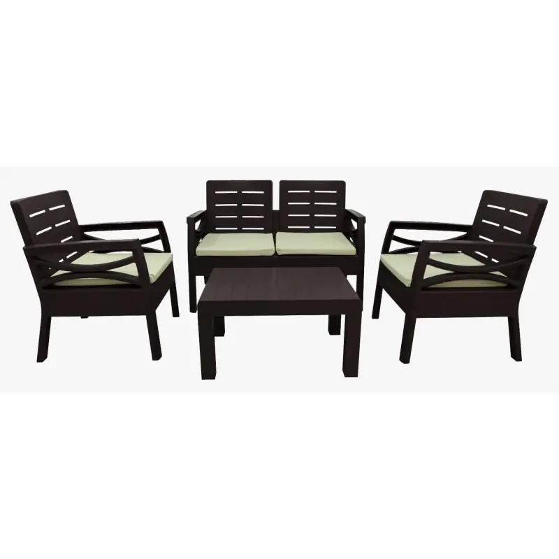 Set de terraza Menorca sofa 2 plazas polipropileno color marrón - Lounge terraza