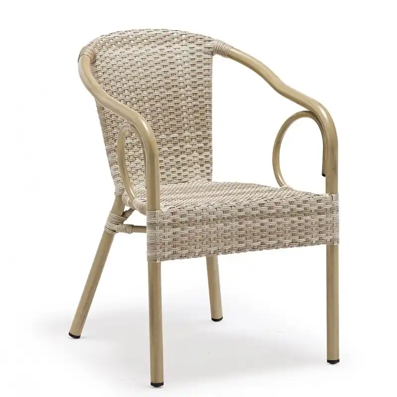Sillón apilable Dana ratán beige - Sillas madera