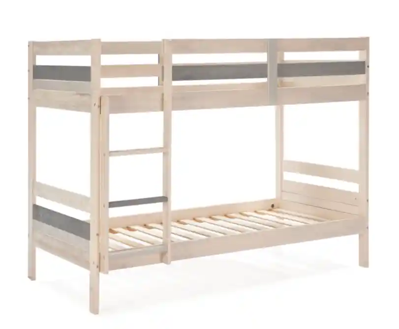Cama litera Sia MDF/PINO blanco gris 90×190 - Camas y canapes