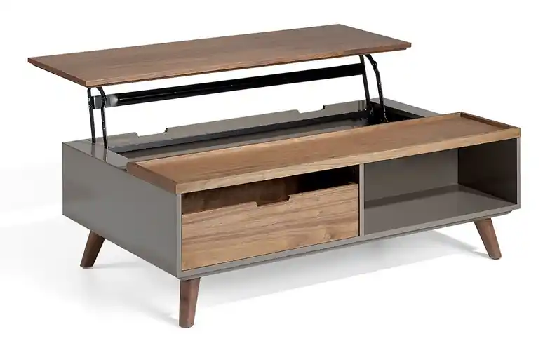 Mesa de centro elevable madera nogal moka 120×75 - Mesas de centro y auxiliares