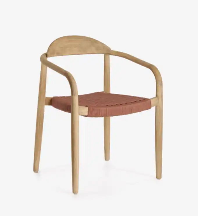 Silla Calma madera maciza acacia y cuerda terracota - Sillas madera