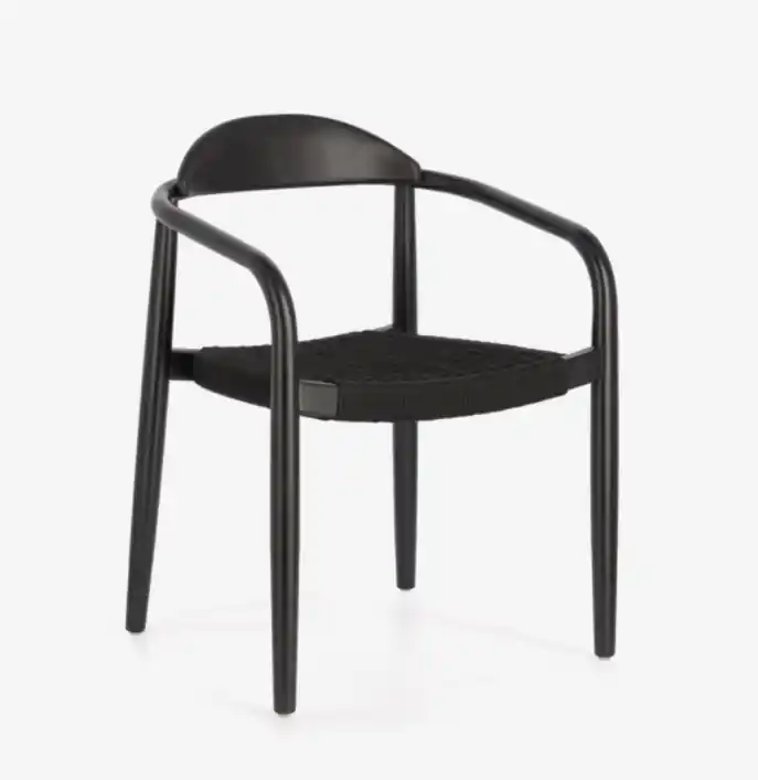 Silla Calma madera maciza acacia acabado negro y cuerda negro - Sillas madera