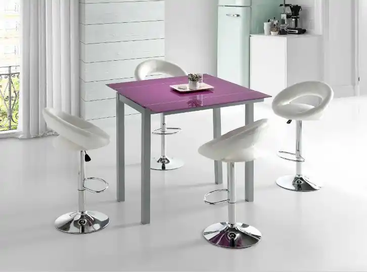Mesa de cocina alta extensible Praga cristal morado - Mesas de cocina