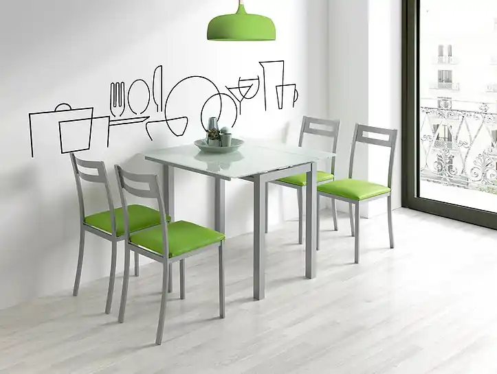 Mesa de cocina extensible praga cristal blanco - Mesas de cocina