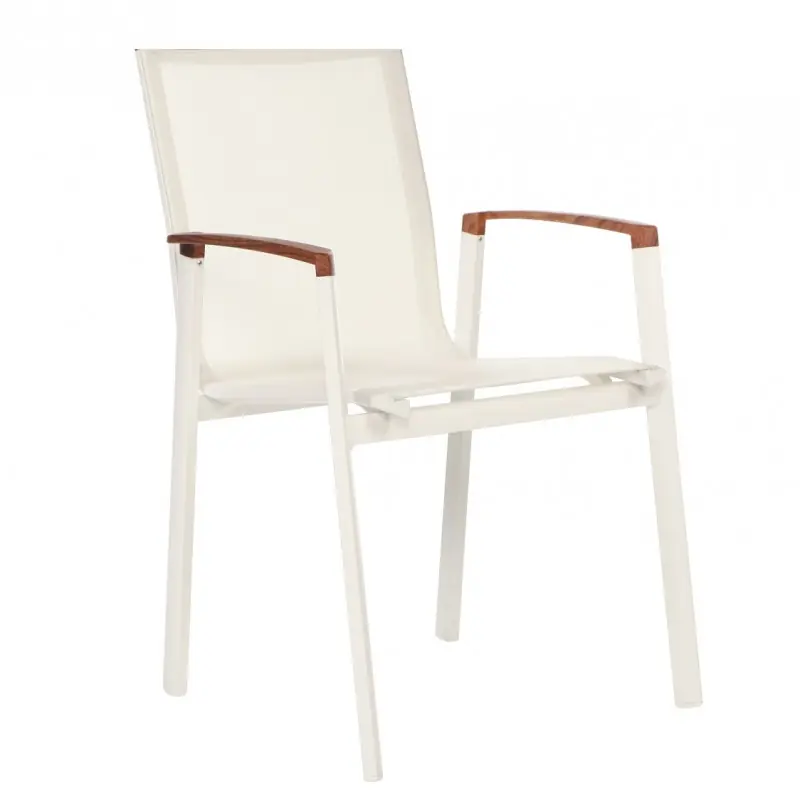 Sillón Rosana aluminio textil blanco - Sillas madera