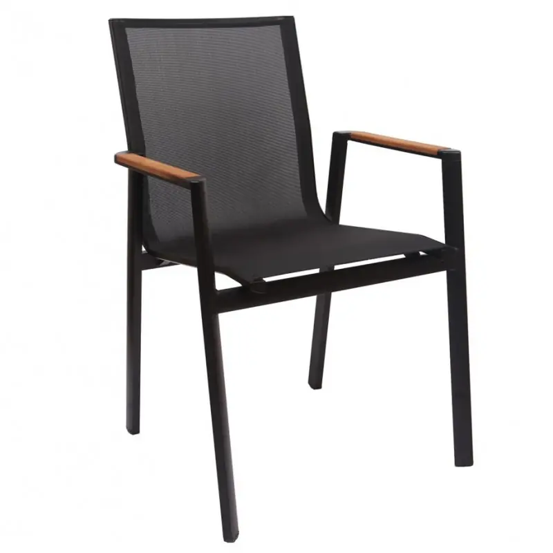 Sillón Rosana aluminio textil negro - Sillas madera