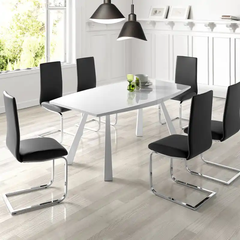 Mesa Oval blanco brillo extensible 180-230×95