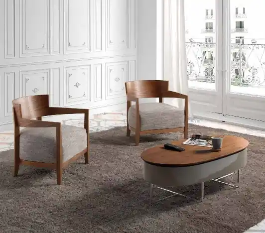 Mesa de centro elevable madera nogal lacado moka 120×60 - Mesas de centro y auxiliares