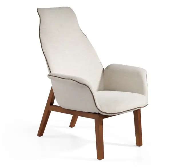 Sillon Amberes alto tela beige Nogal - Sillas