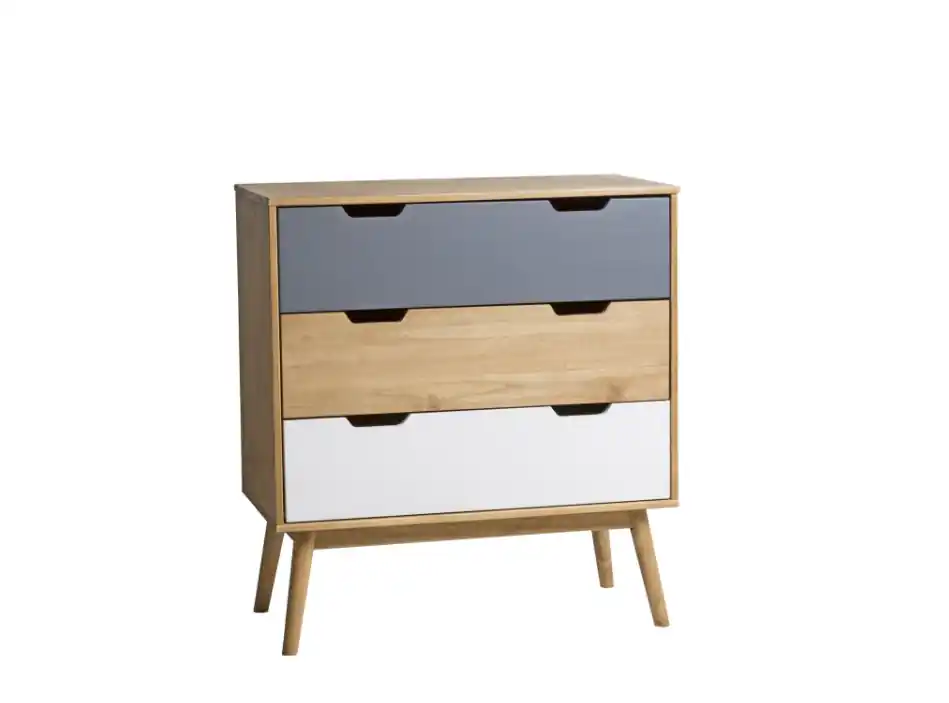 Comoda nordico cusco pino natural gris blanco 80×82 - Comodas Sinfonier