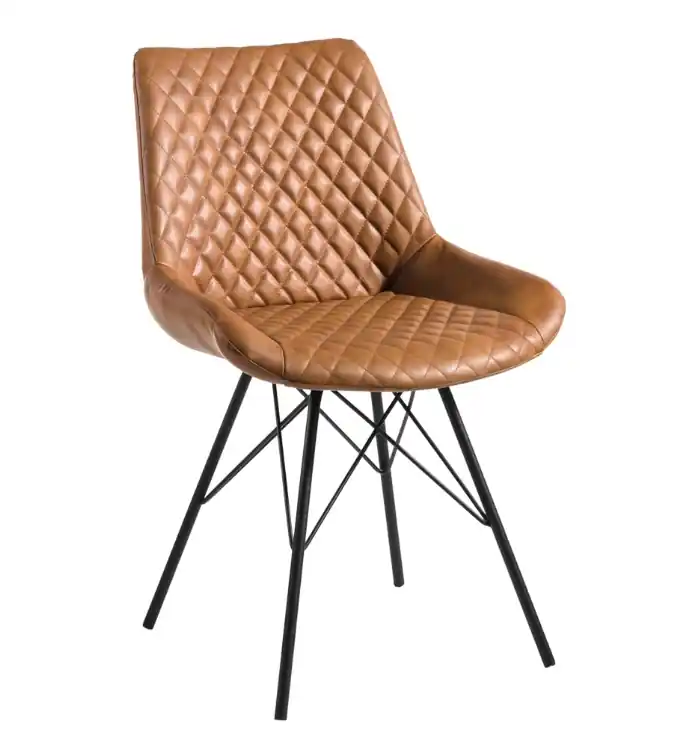 Silla Montreal ecopiel marron acero negro - Sillas