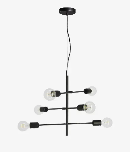 Lampara Molecular acero negro 6 luz - Lamparas de techo