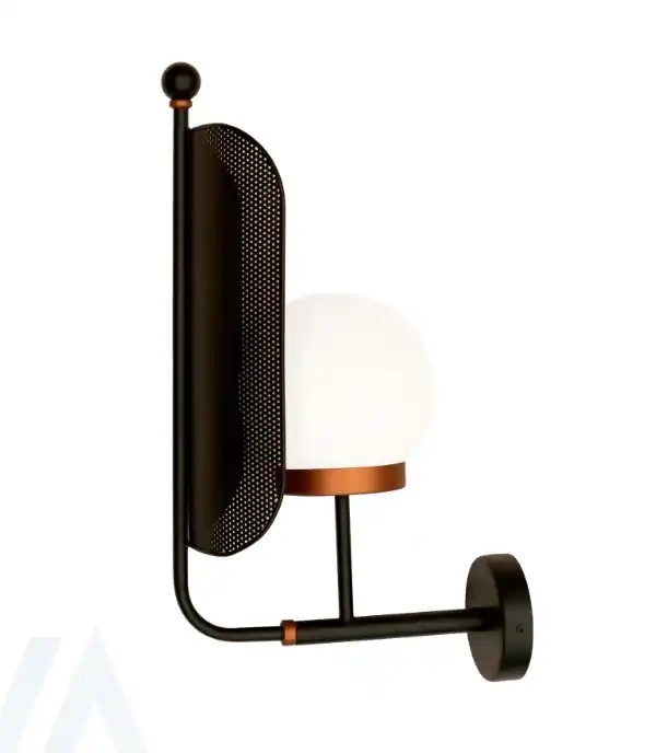 Lampara aplique industrial rejilla metal negro - Apliques