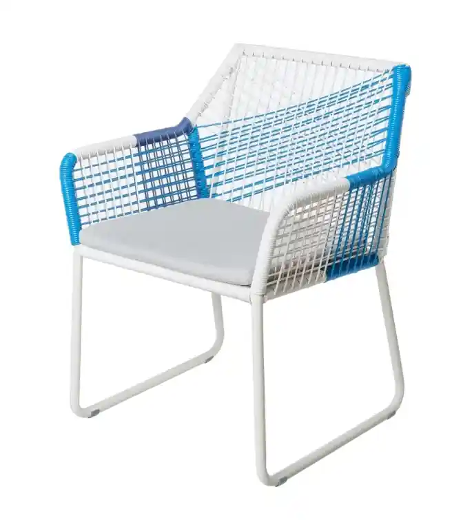 Silla Vivienne aluminio ratán azul - Sillas de aluminio