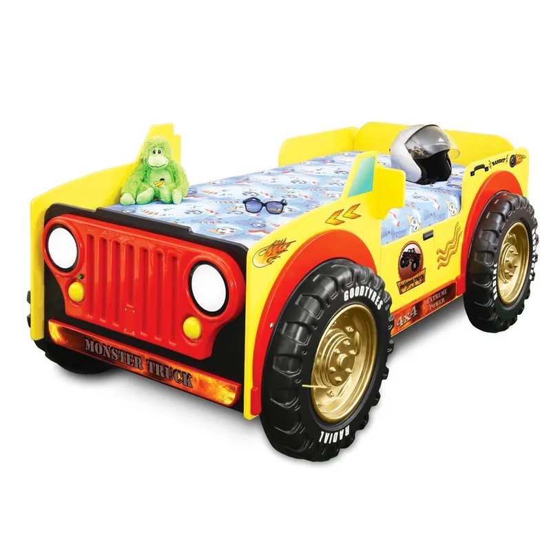 Cama MONSTER TRUCK fabricada en MDF - zona de dormir