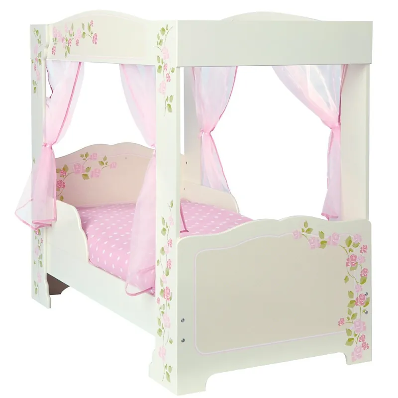 Cama con dosel en madera para niñas de excelente forma y resistencia - zona de dormir